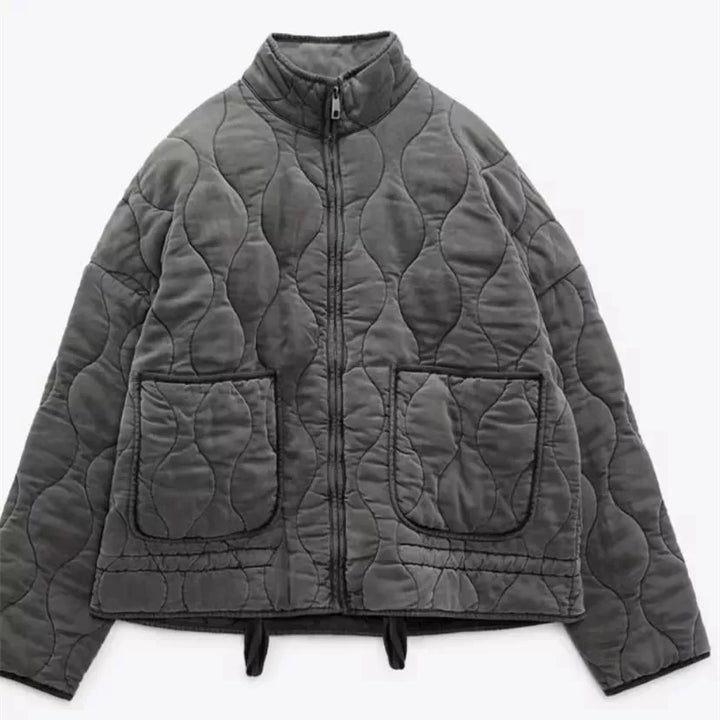 Arlene | Women’s Quilted Cotton Jacket with Stand Collar and Pockets