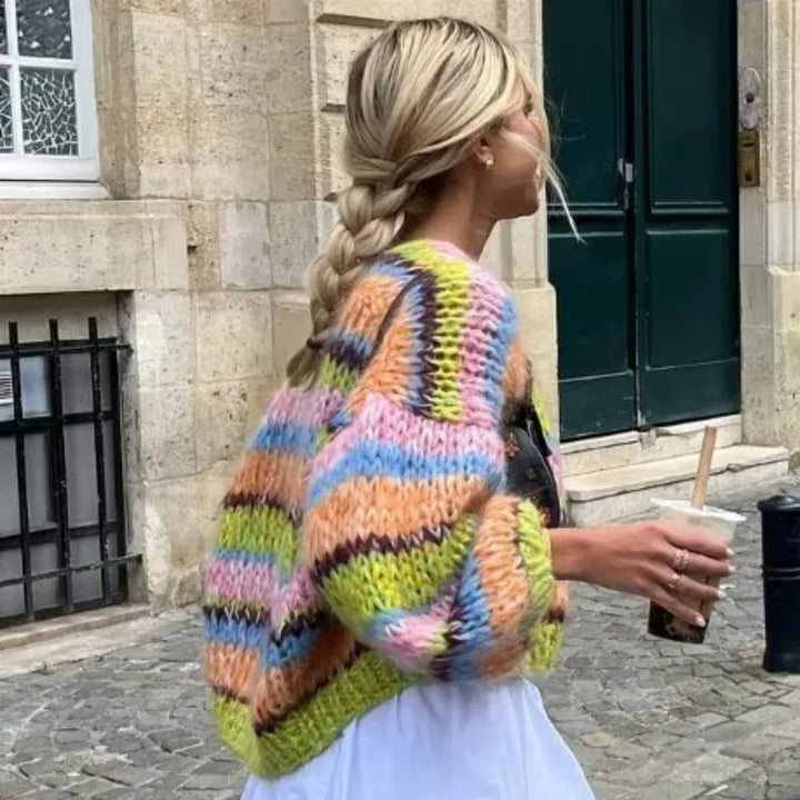 Brenna | Women’s Striped Knit Cardigan with Multicolor Style