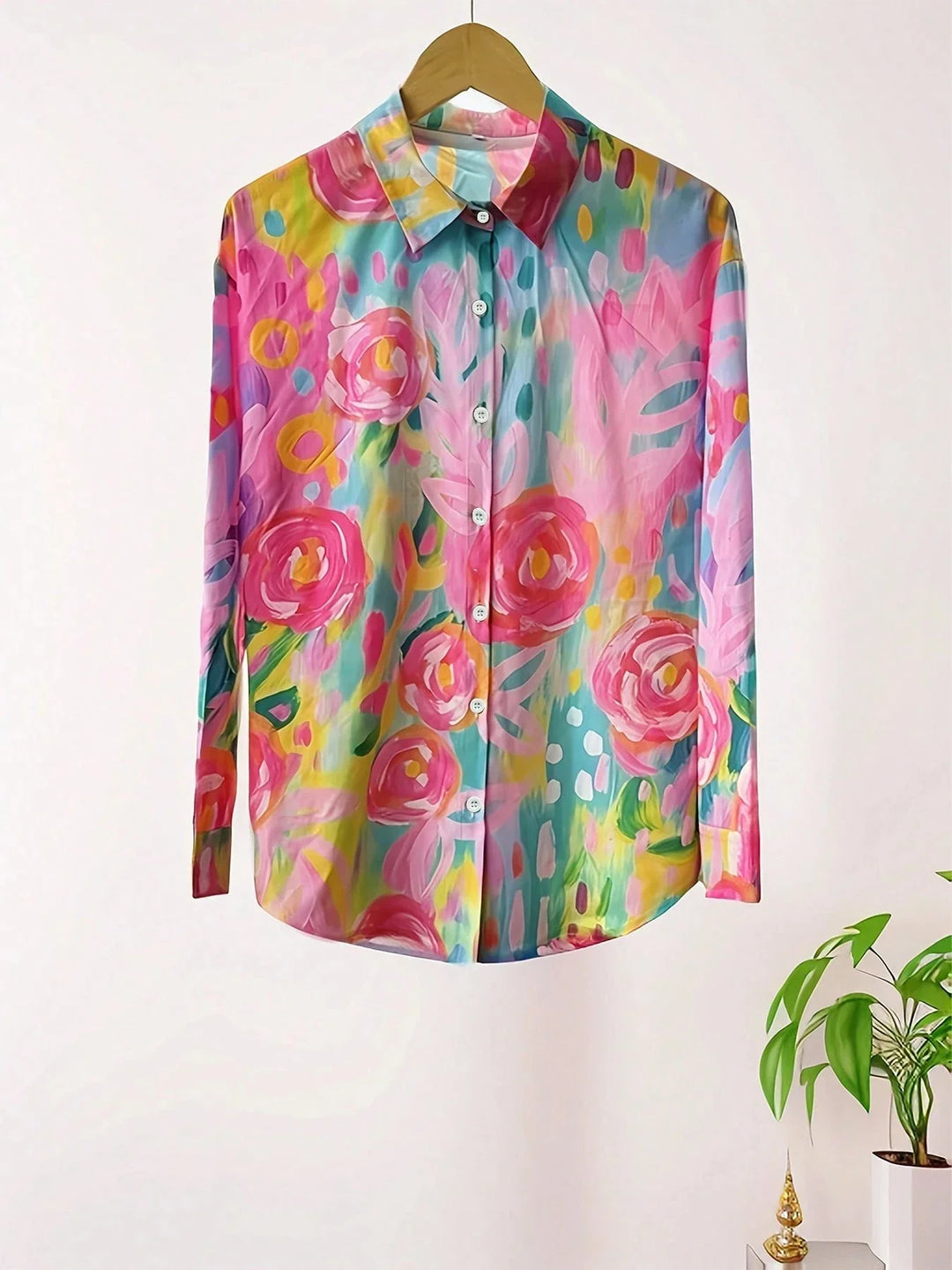Elowise | Women's Colorful Printed Half Sleeve Blouse with Buttons