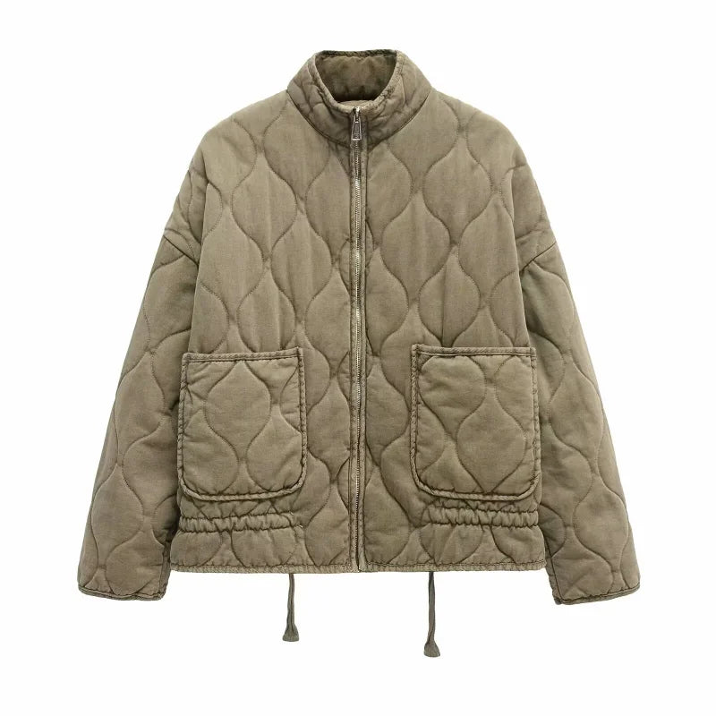 Arlene | Women’s Quilted Cotton Jacket with Stand Collar and Pockets