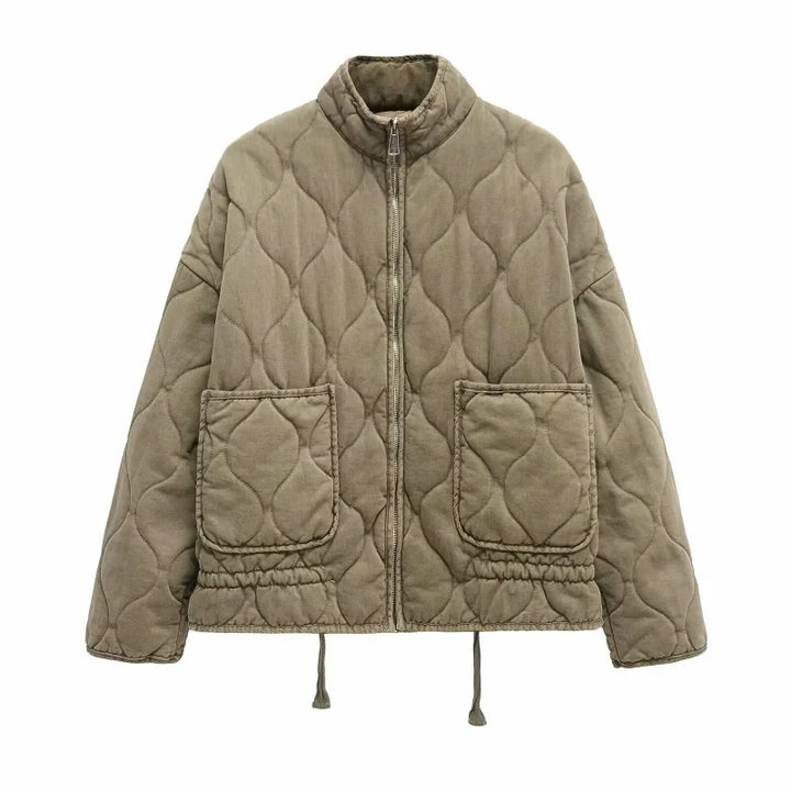 Arlene | Women’s Quilted Cotton Jacket with Stand Collar and Pockets
