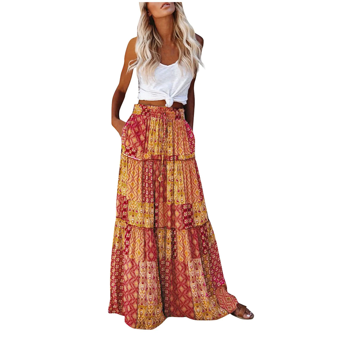 Zaria | Women’s Boho Maxi Skirt with Prints and Layered Style