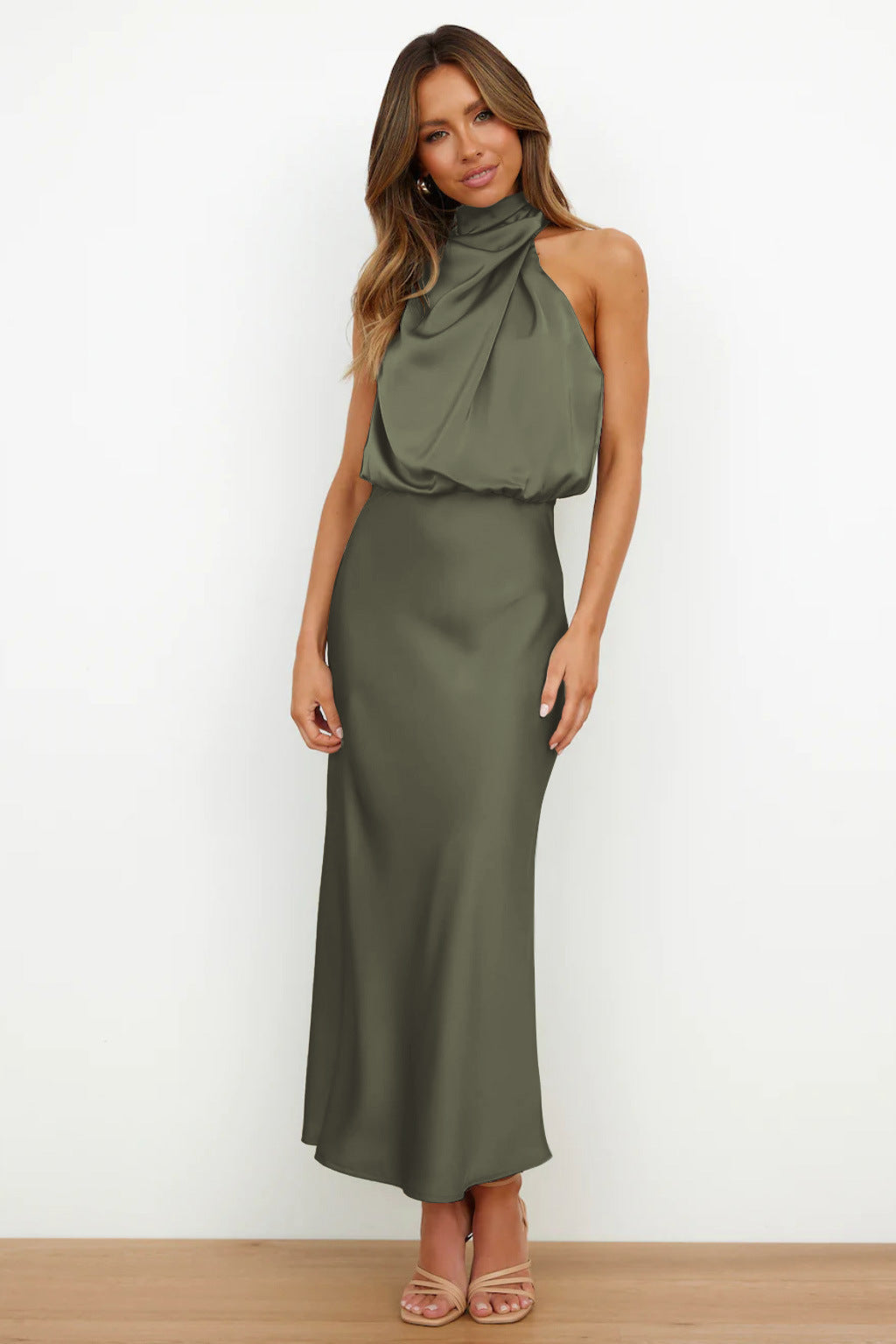 Marzelle | Women's Elegant Halter Satin Dress
