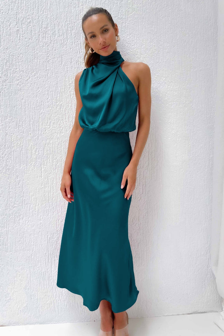Marzelle | Women's Elegant Halter Satin Dress