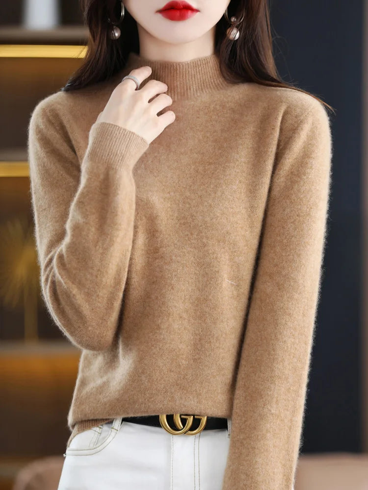 Anara | Women’s Wool Knit Sweater with Crew Neck