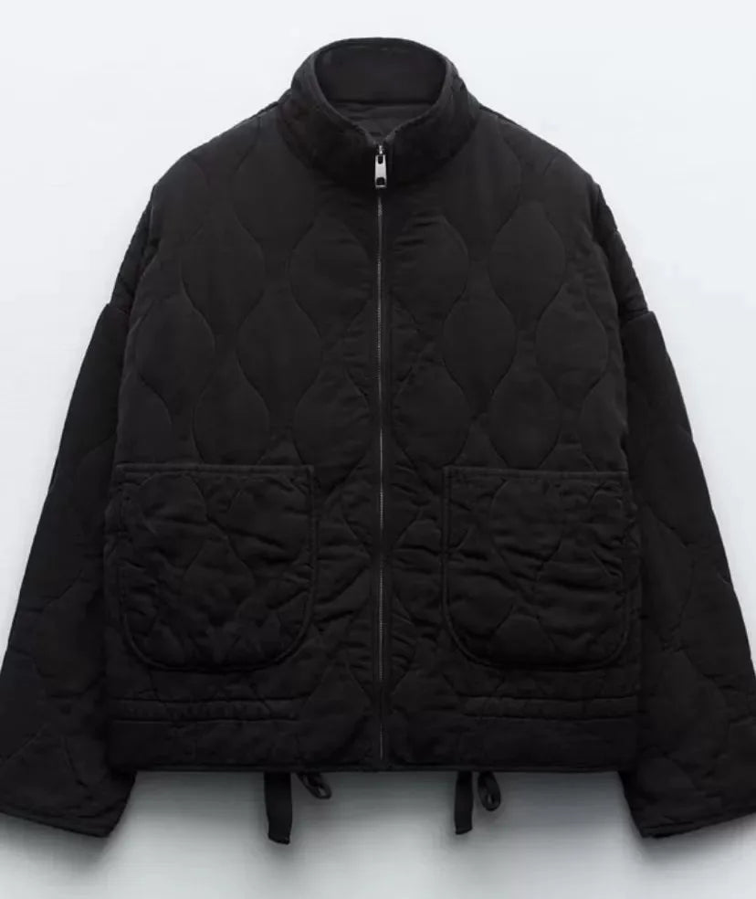 Arlene | Women’s Quilted Cotton Jacket with Stand Collar and Pockets
