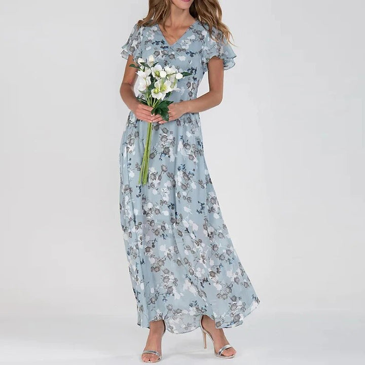 Virelle | Women’s Long Floral Summer Dress with V-neck