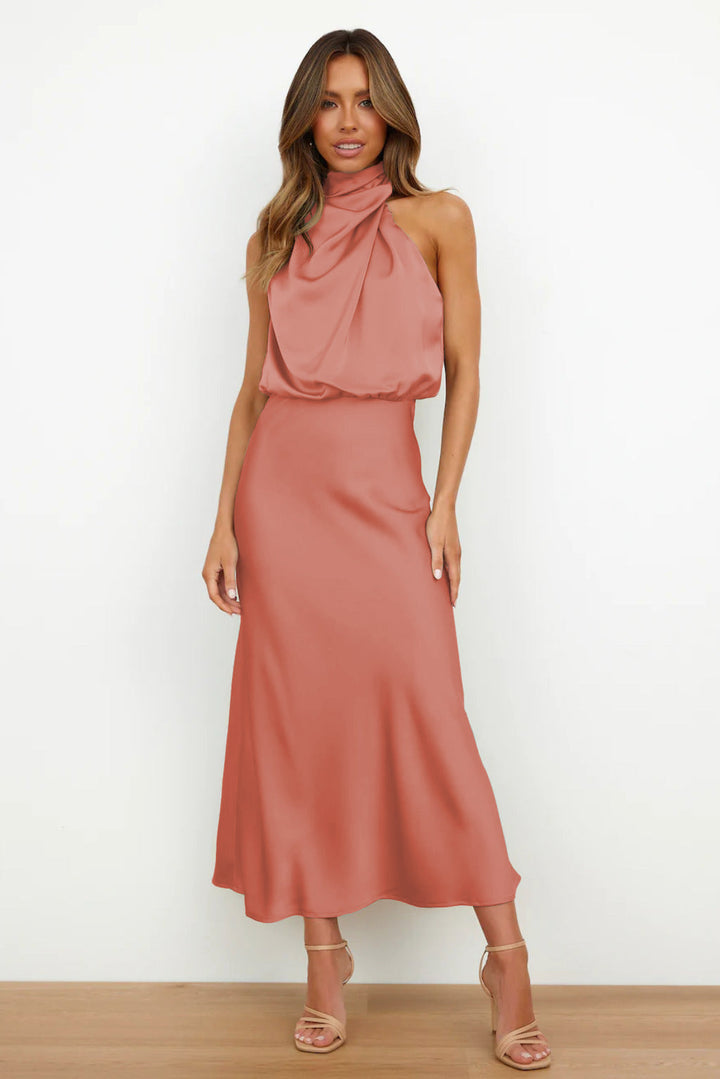 Marzelle | Women's Elegant Halter Satin Dress