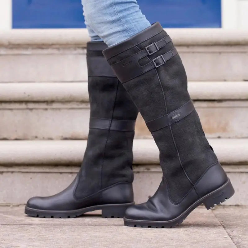 Rhea | Women’s Retro Style Leather Boots with Buckle Style