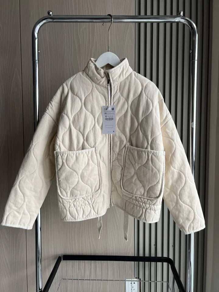Arlene | Women’s Quilted Cotton Jacket with Stand Collar and Pockets