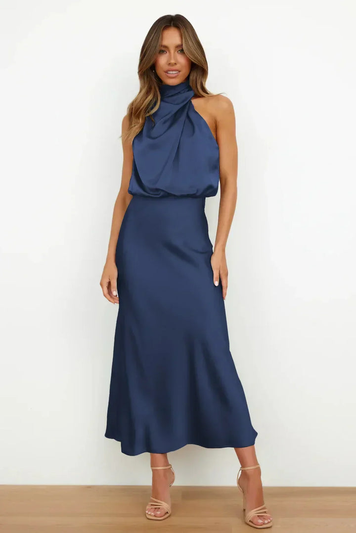 Marzelle | Women's Elegant Halter Satin Dress
