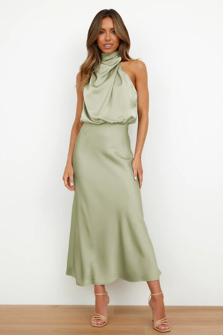 Marzelle | Women's Elegant Halter Satin Dress
