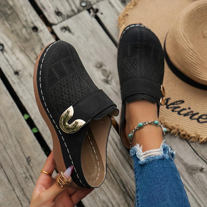 Estelle | Women’s Chic Loafers with Open Heel  and Buckle Style