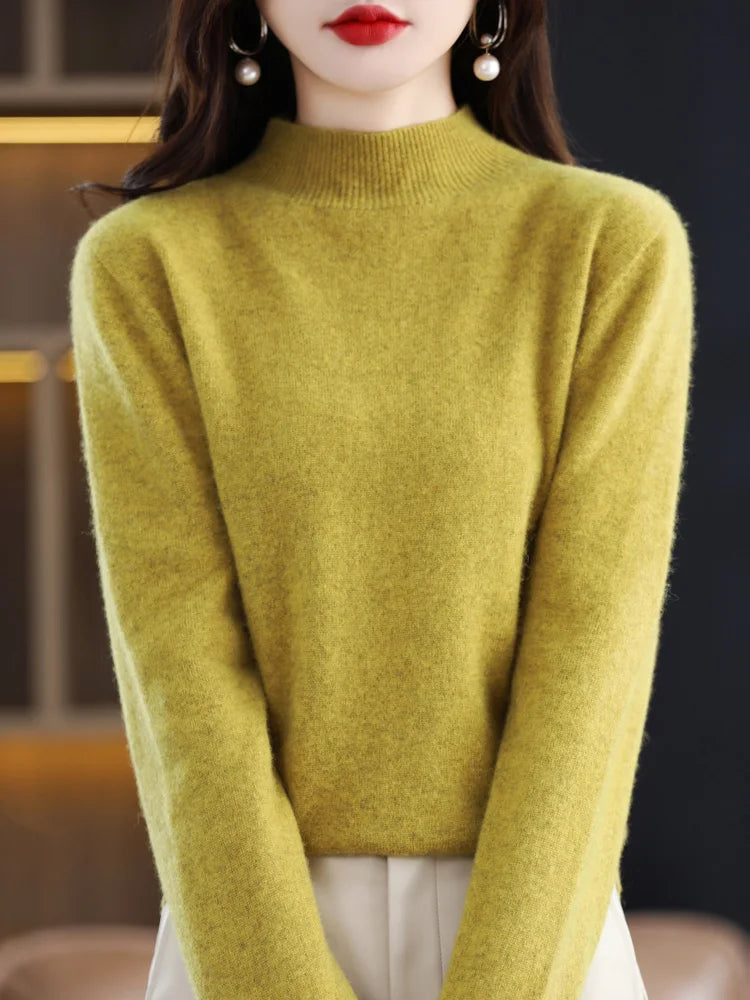 Anara | Women’s Wool Knit Sweater with Crew Neck