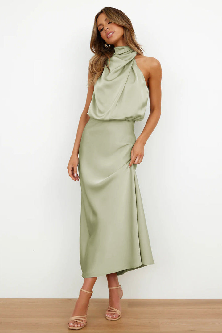 Marzelle | Women's Elegant Halter Satin Dress
