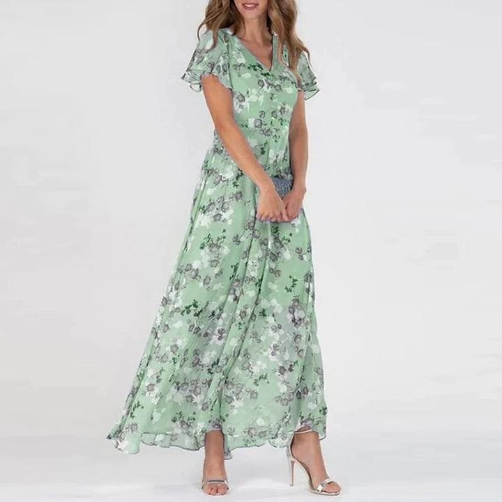 Virelle | Women’s Long Floral Summer Dress with V-neck