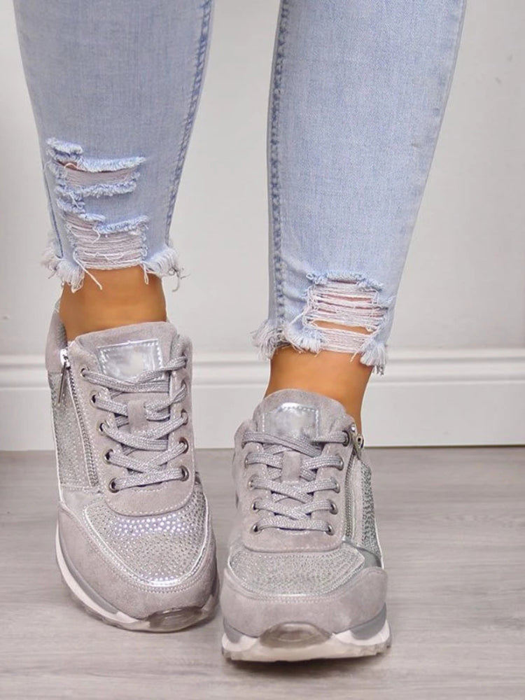 Sienna | Women’s Casual Lace-Up Sneakers with Side Zipper