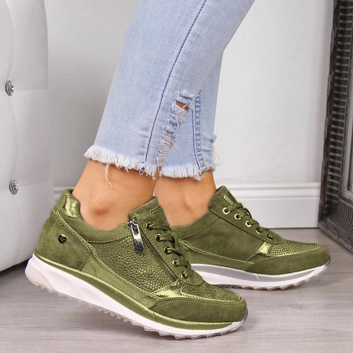 Sienna | Women’s Casual Lace-Up Sneakers with Side Zipper