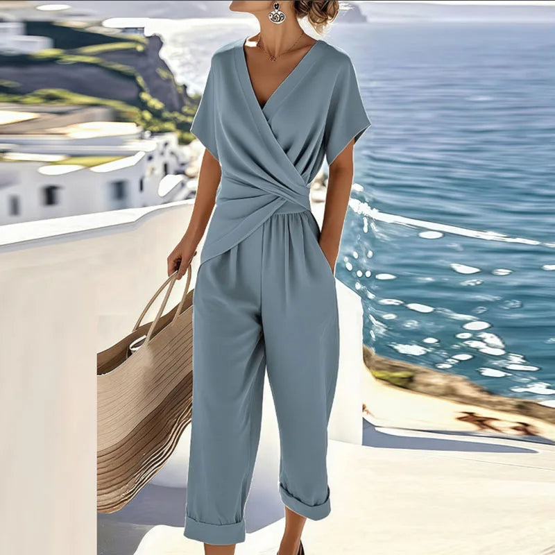 Aira | Women's Two Piece Matching Set with Wrap Blouse and Pants