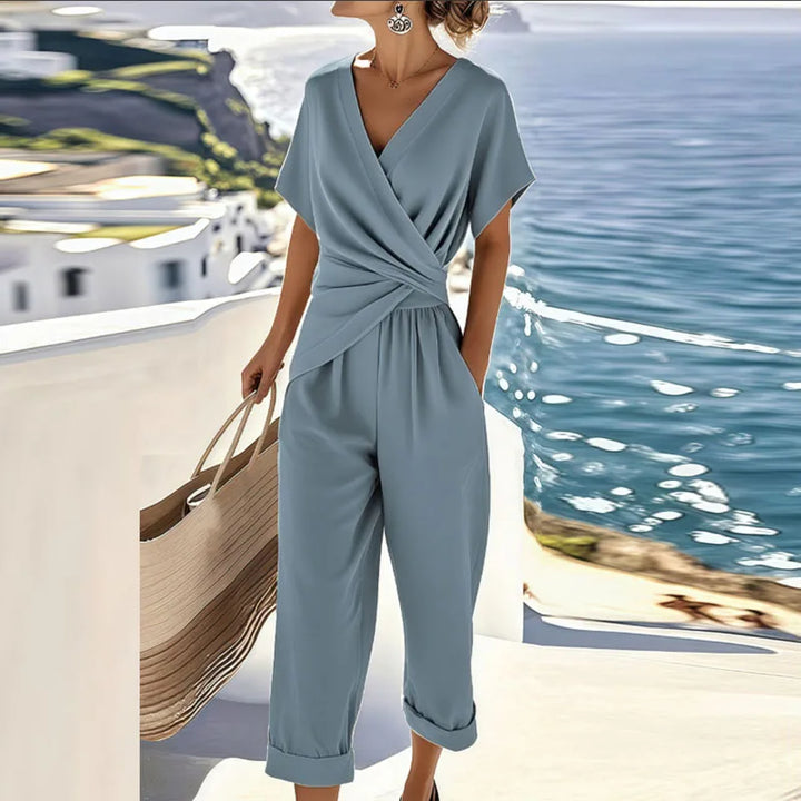 Aira | Women's Two Piece Matching Set with Wrap Blouse and Pants