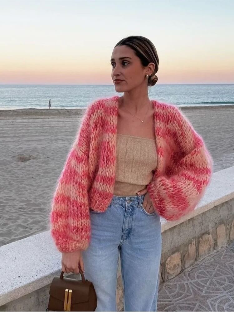 Brenna | Women’s Striped Knit Cardigan with Multicolor Style