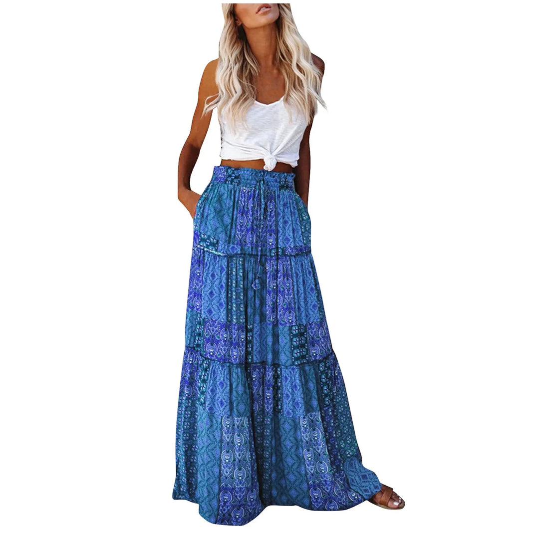 Zaria | Women’s Boho Maxi Skirt with Prints and Layered Style