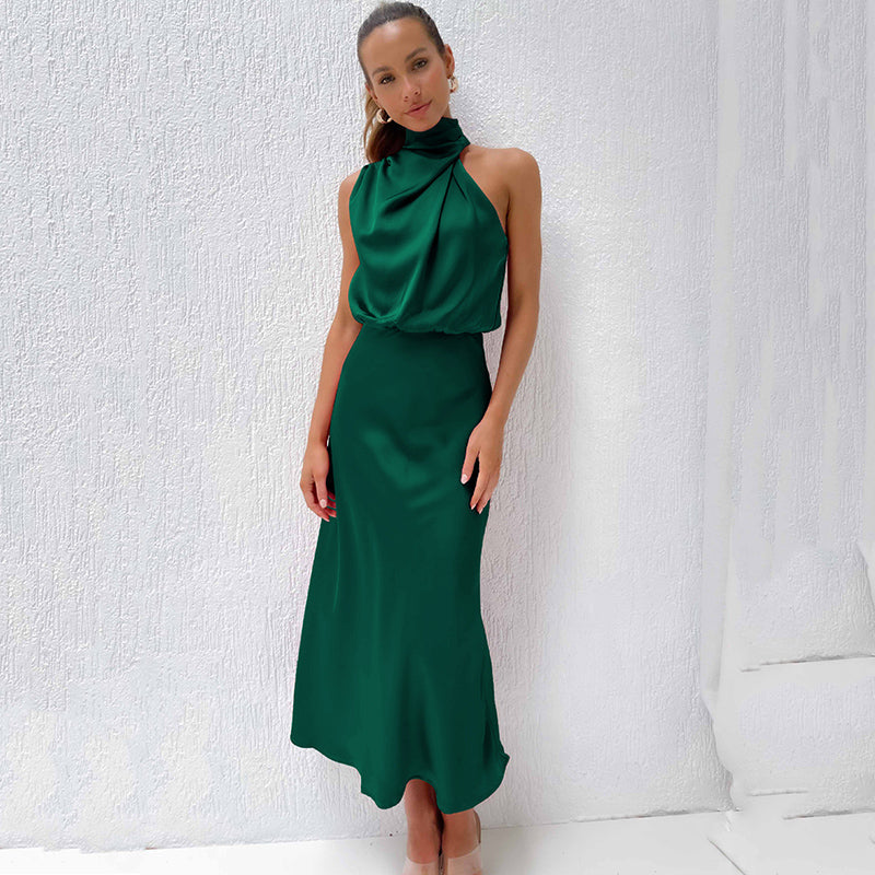 Marzelle | Women's Elegant Halter Satin Dress