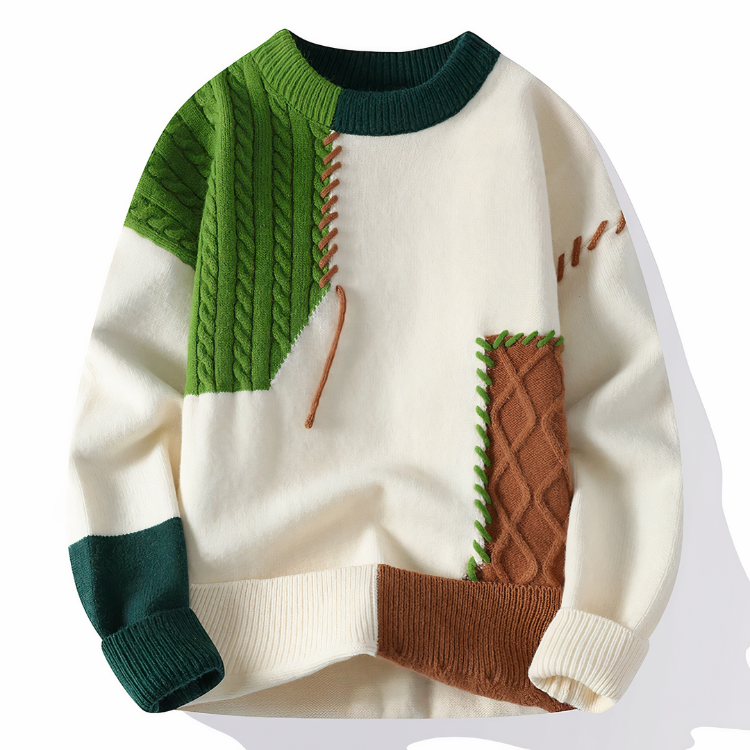 Ronan | Men's Textured Knit Sweater with Distressed Stitch Detailing