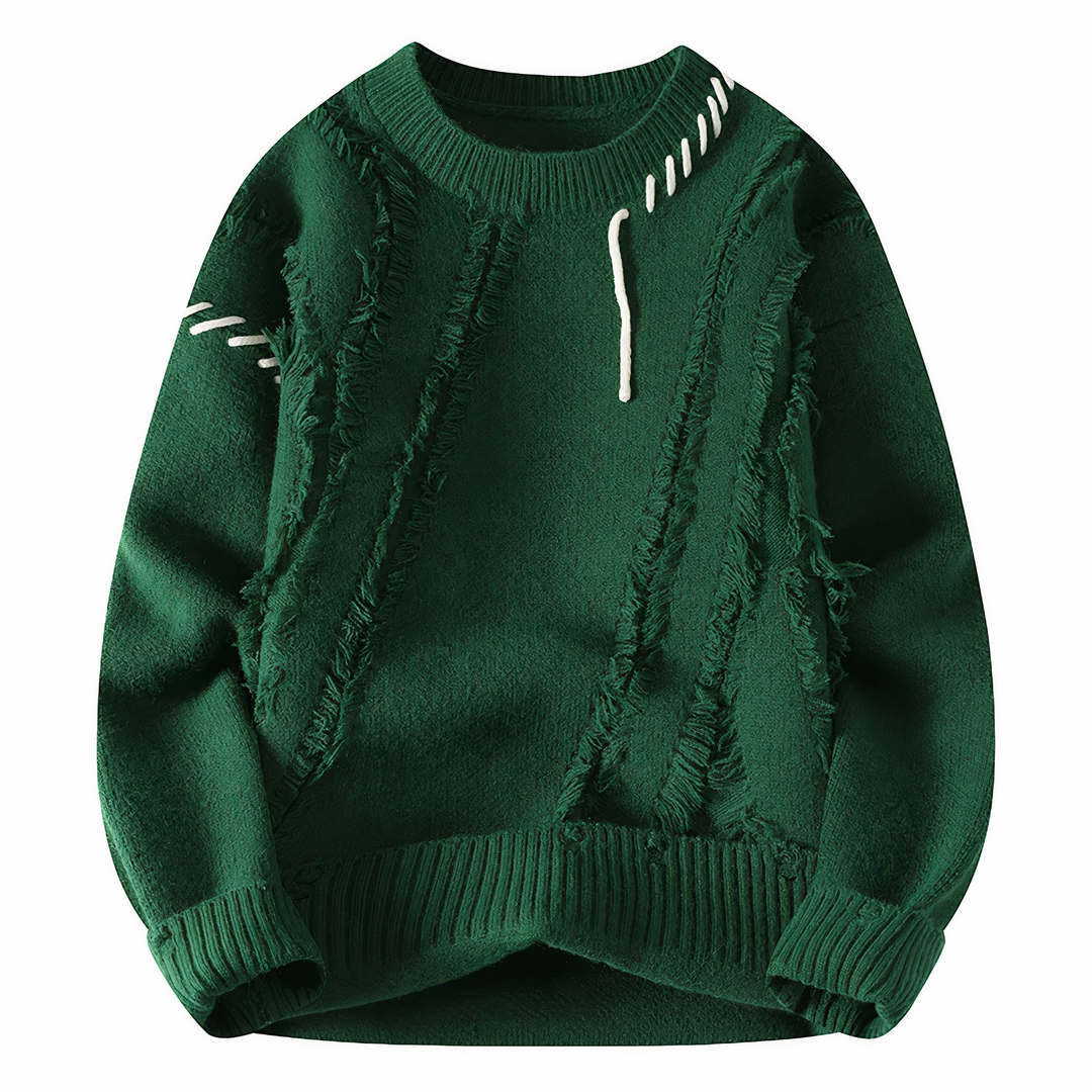 Ronan | Men's Textured Knit Sweater with Distressed Stitch Detailing