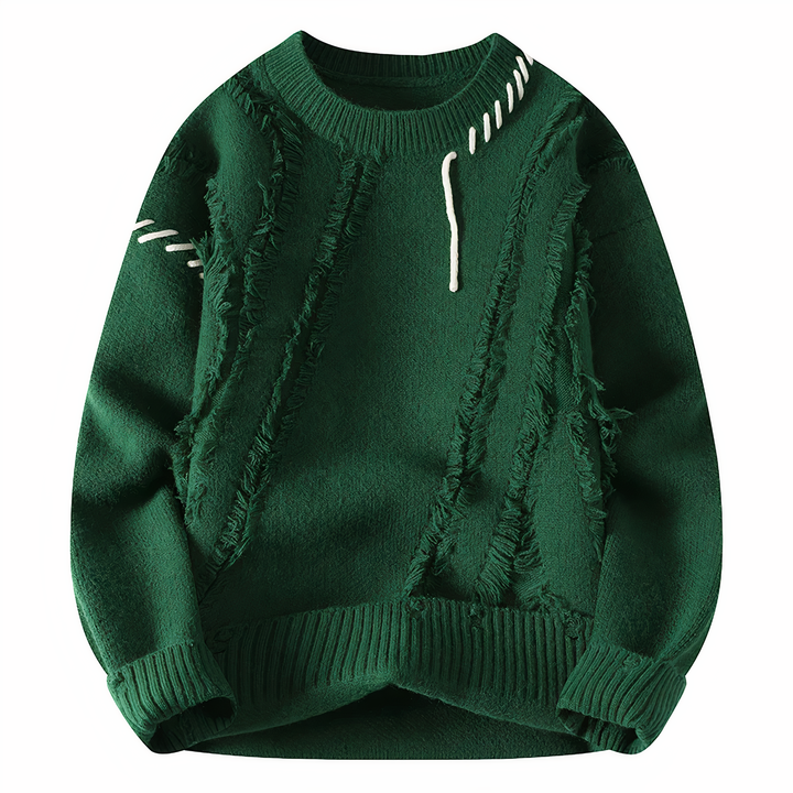 Ronan | Men's Textured Knit Sweater with Distressed Stitch Detailing