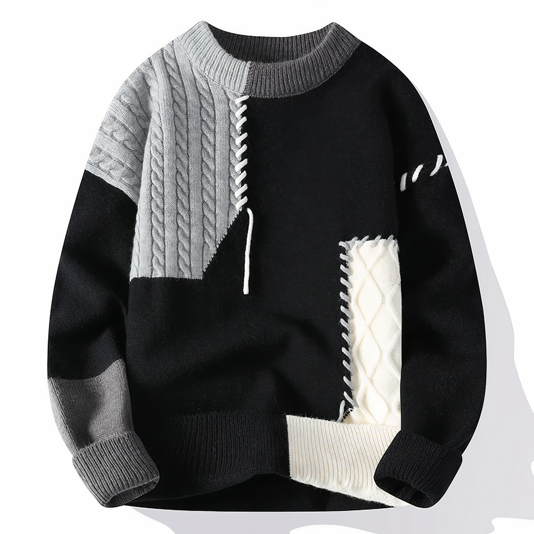 Ronan | Men's Textured Knit Sweater with Distressed Stitch Detailing