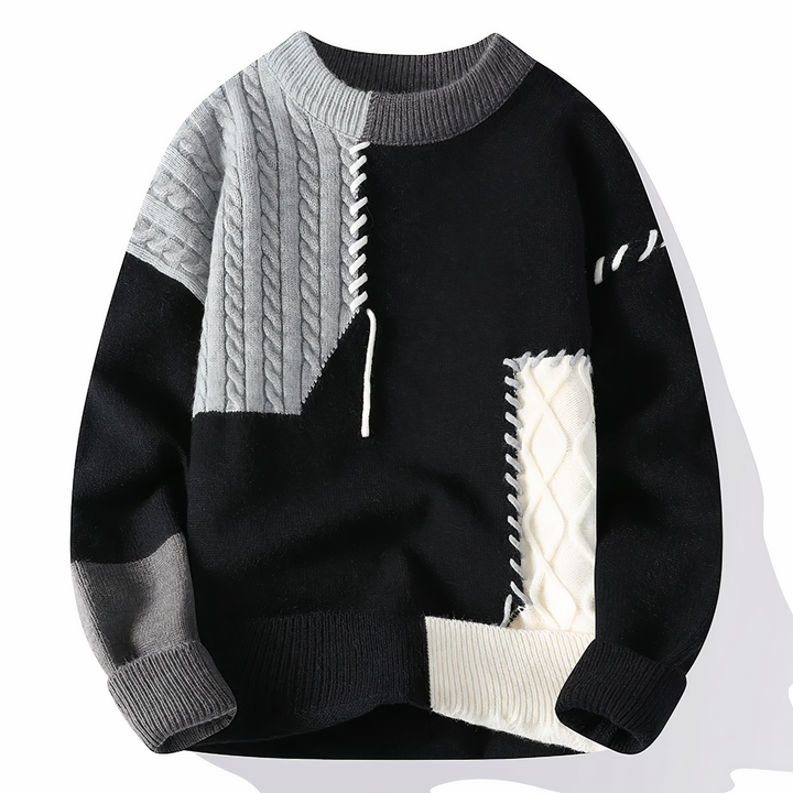Ronan | Men's Textured Knit Sweater with Distressed Stitch Detailing