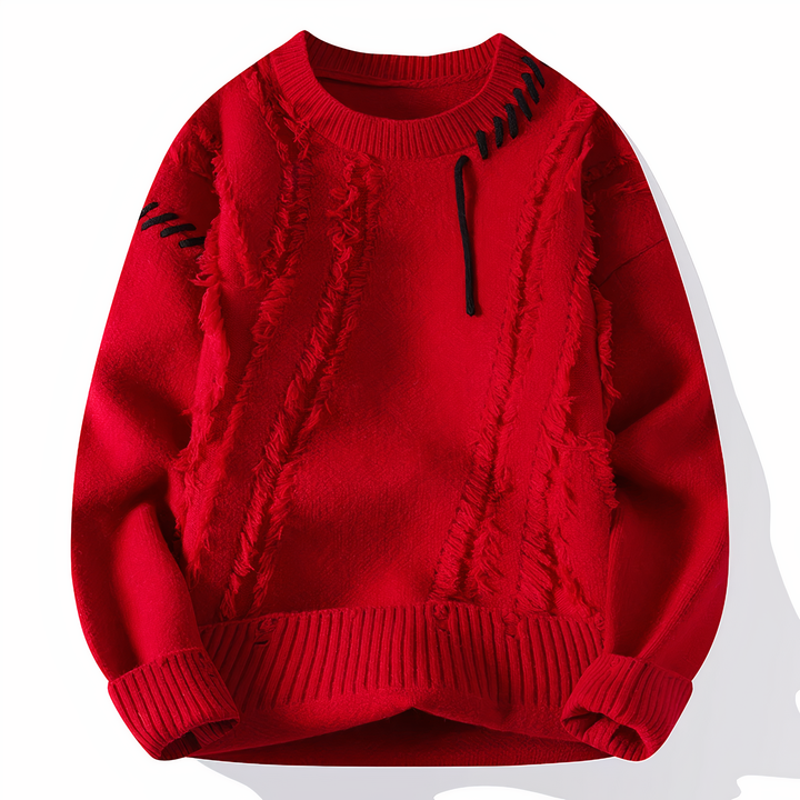 Ronan | Men's Textured Knit Sweater with Distressed Stitch Detailing