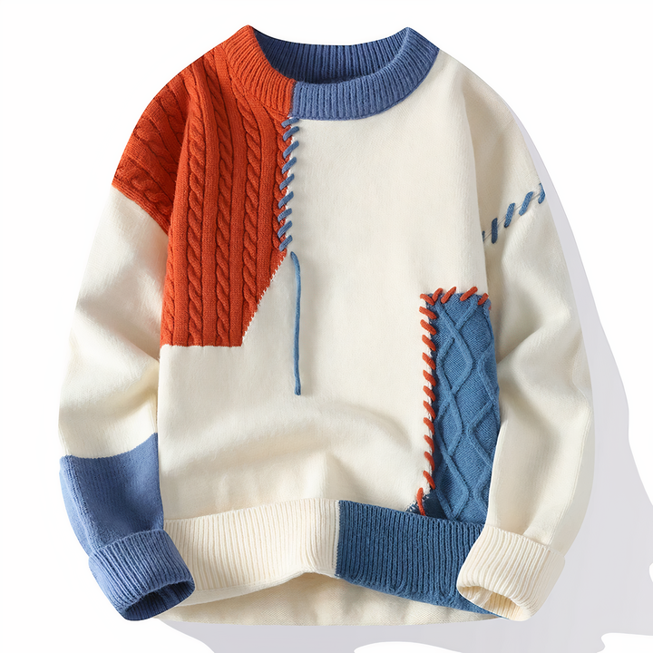 Ronan | Men's Textured Knit Sweater with Distressed Stitch Detailing