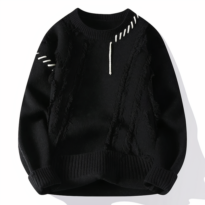Ronan | Men's Textured Knit Sweater with Distressed Stitch Detailing