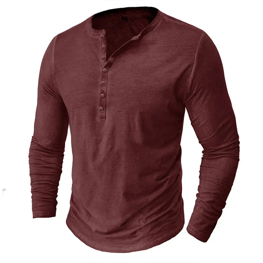 Theo | Men’s Long Sleeve Henley Shirt with Soft Cotton