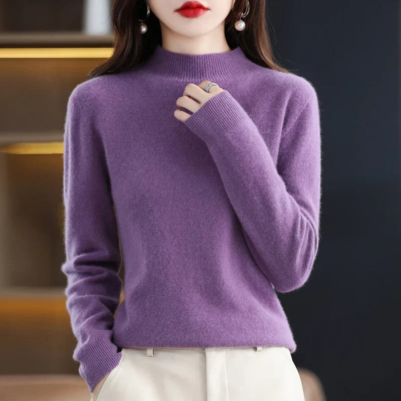Anara | Women’s Wool Knit Sweater with Crew Neck