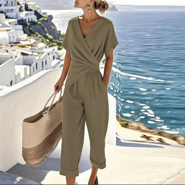 Aira | Women's Two Piece Matching Set with Wrap Blouse and Pants