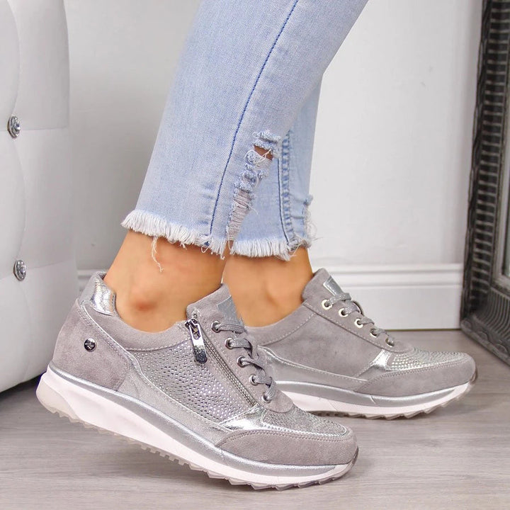 Sienna | Women’s Casual Lace-Up Sneakers with Side Zipper