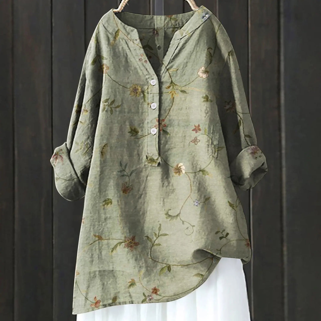Coralie | Women’s Half Buttons Floral Blouse with Half Sleeves
