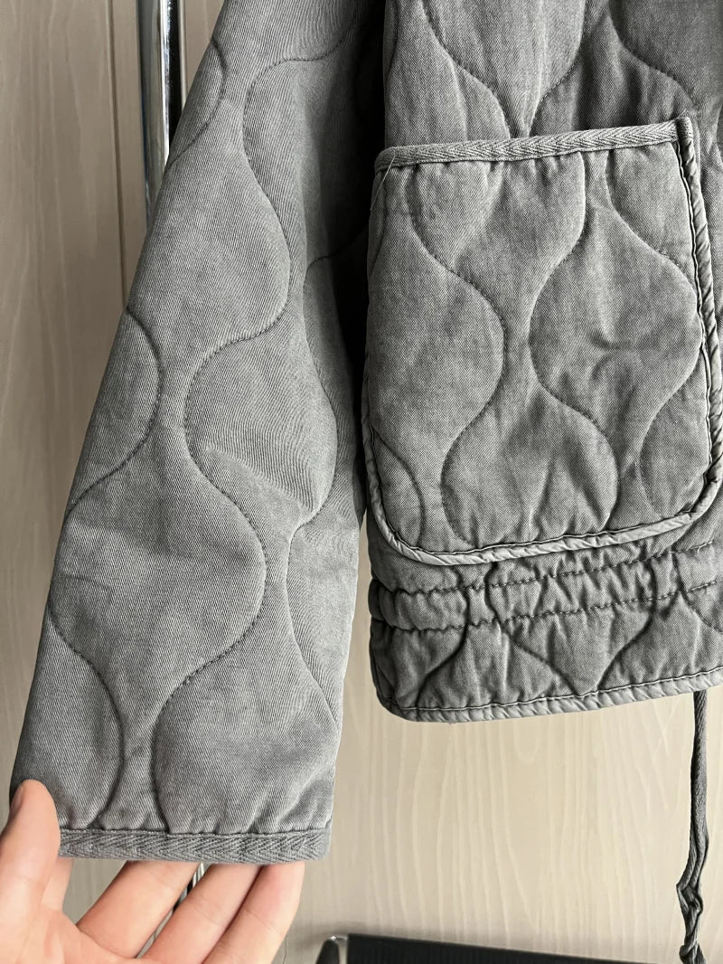 Arlene | Women’s Quilted Cotton Jacket with Stand Collar and Pockets