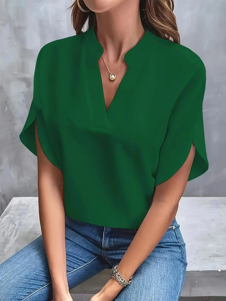 Vionne | Women's Lightweight V-neck Blouse with Sleeve Slit