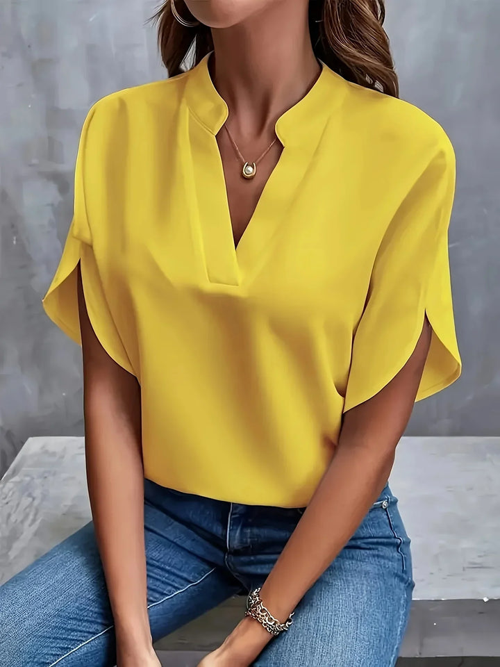 Vionne | Women's Lightweight V-neck Blouse with Sleeve Slit