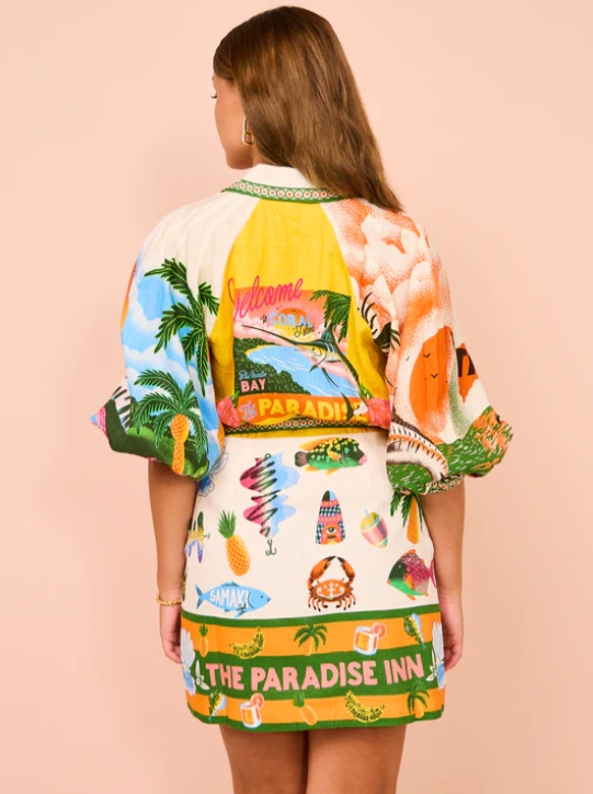 Marvelle | Women’s Tropical Mini Dress with Polo Collar and Belt