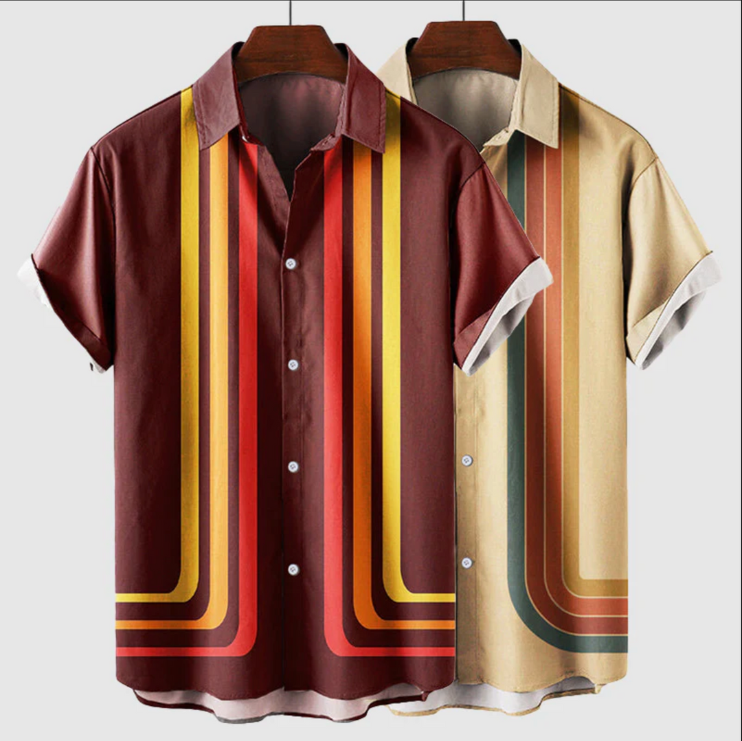 Gino | Men’s Retro Short Sleeve Summer Shirt with Striped