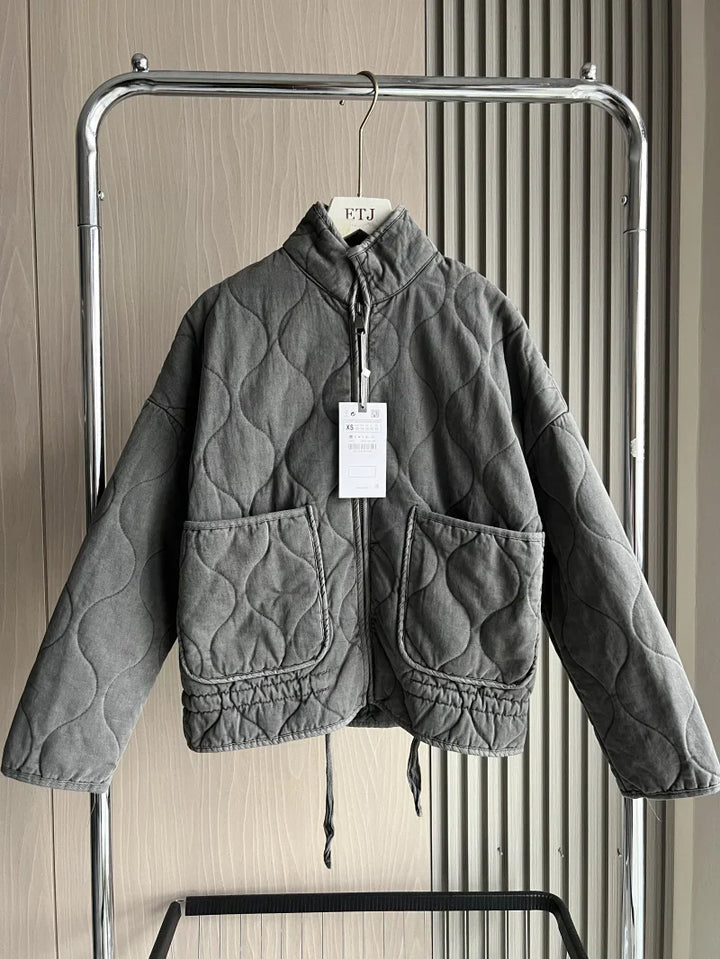 Arlene | Women’s Quilted Cotton Jacket with Stand Collar and Pockets
