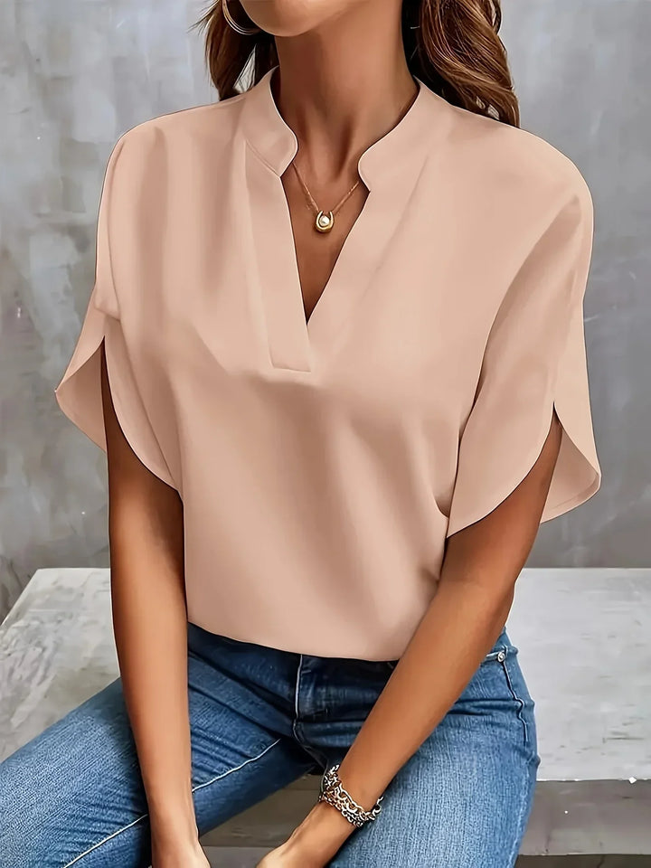 Vionne | Women's Lightweight V-neck Blouse with Sleeve Slit