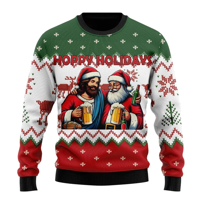 Noelle | Unisex Christmas Prints Knit Sweater with Round Neckline