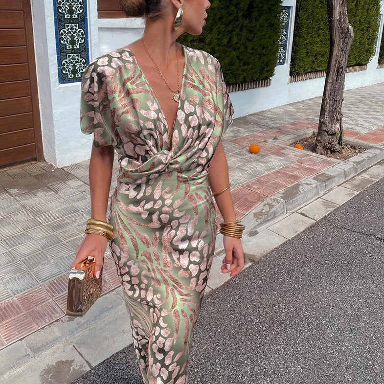 Rida | Women’s Twisted V-Neck Maxi Dress