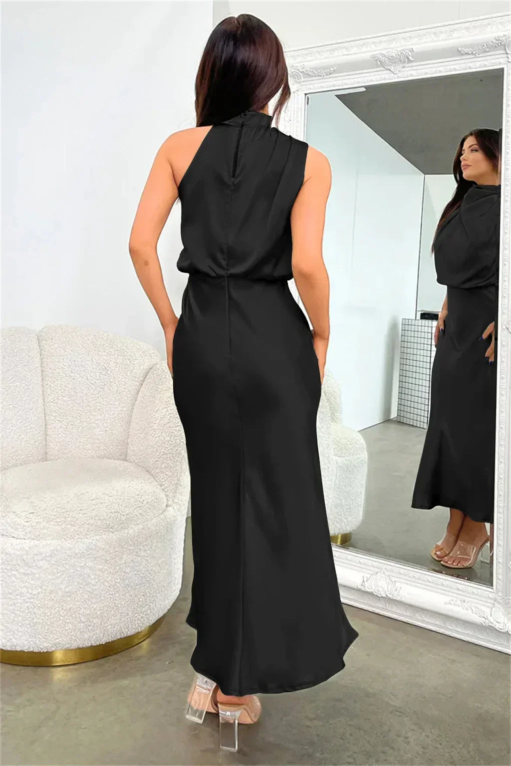 Marzelle | Women's Elegant Halter Satin Dress